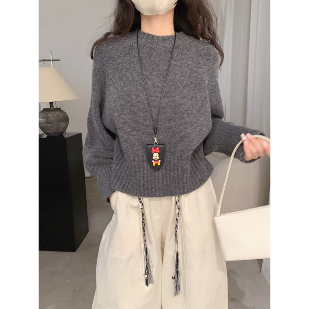 預購款C127 / 歐瑪萊插肩袖針織衫正肩毛衣秋季新款純色軟糯長袖上衣-細節圖8