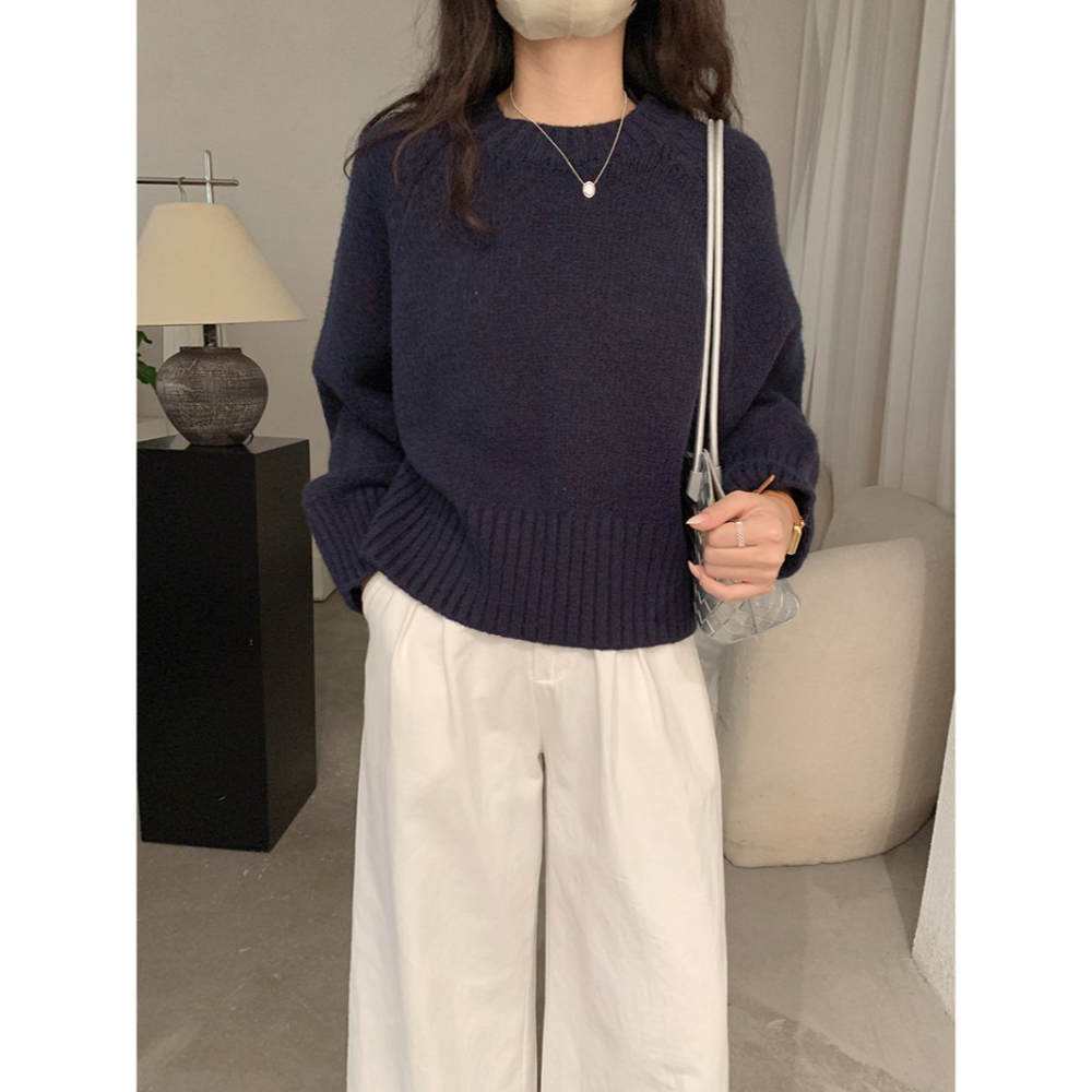 預購款C127 / 歐瑪萊插肩袖針織衫正肩毛衣秋季新款純色軟糯長袖上衣-細節圖10