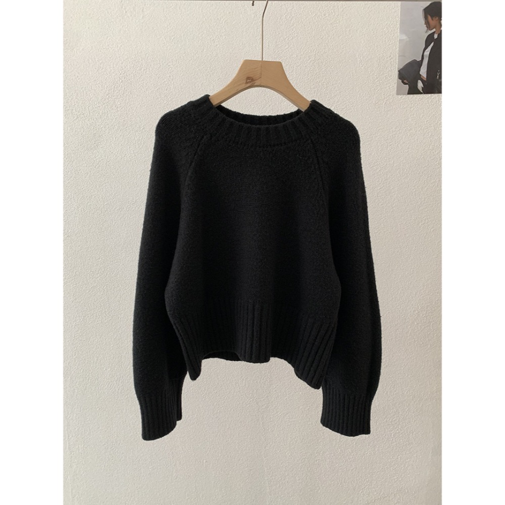預購款C127 / 歐瑪萊插肩袖針織衫正肩毛衣秋季新款純色軟糯長袖上衣-規格圖11