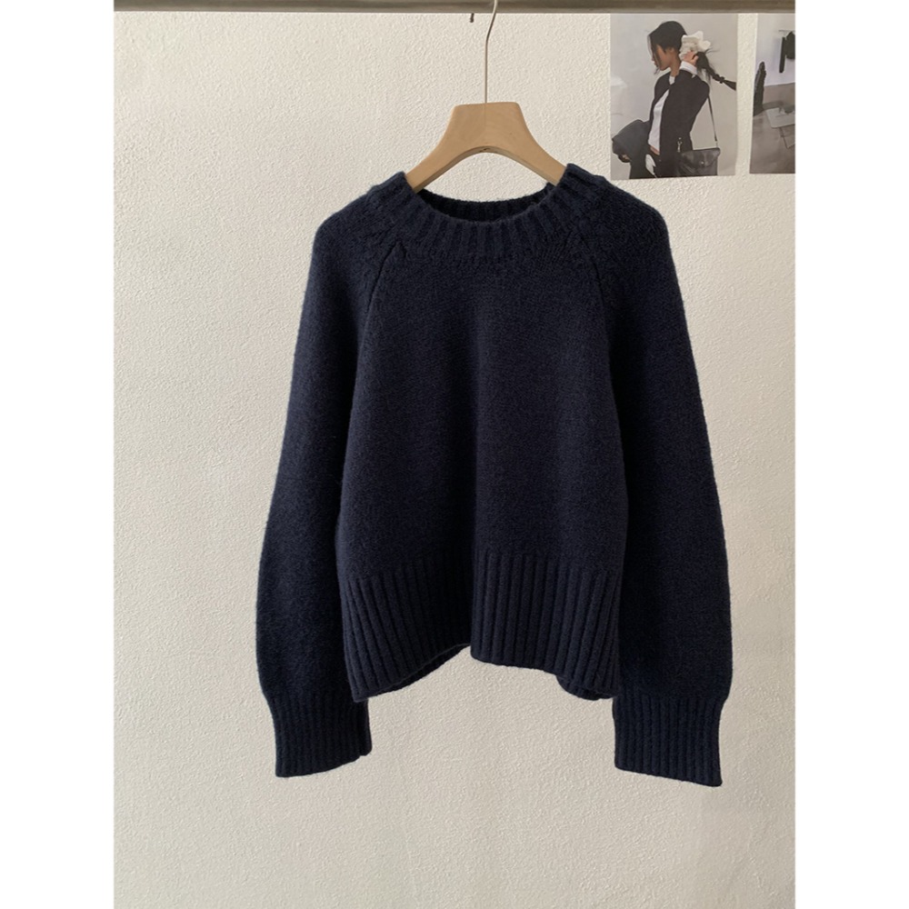 預購款C127 / 歐瑪萊插肩袖針織衫正肩毛衣秋季新款純色軟糯長袖上衣-規格圖11