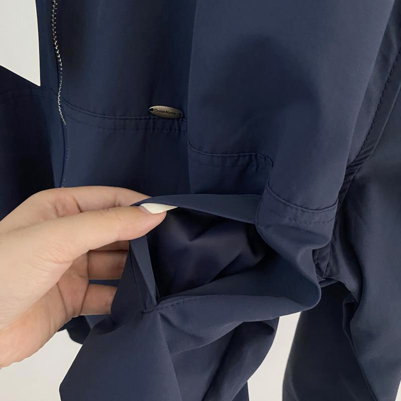 預購款C141 / 2025韓版氣質百搭格紋捲袖設計立領衝鋒衣女夾克短外套-細節圖5