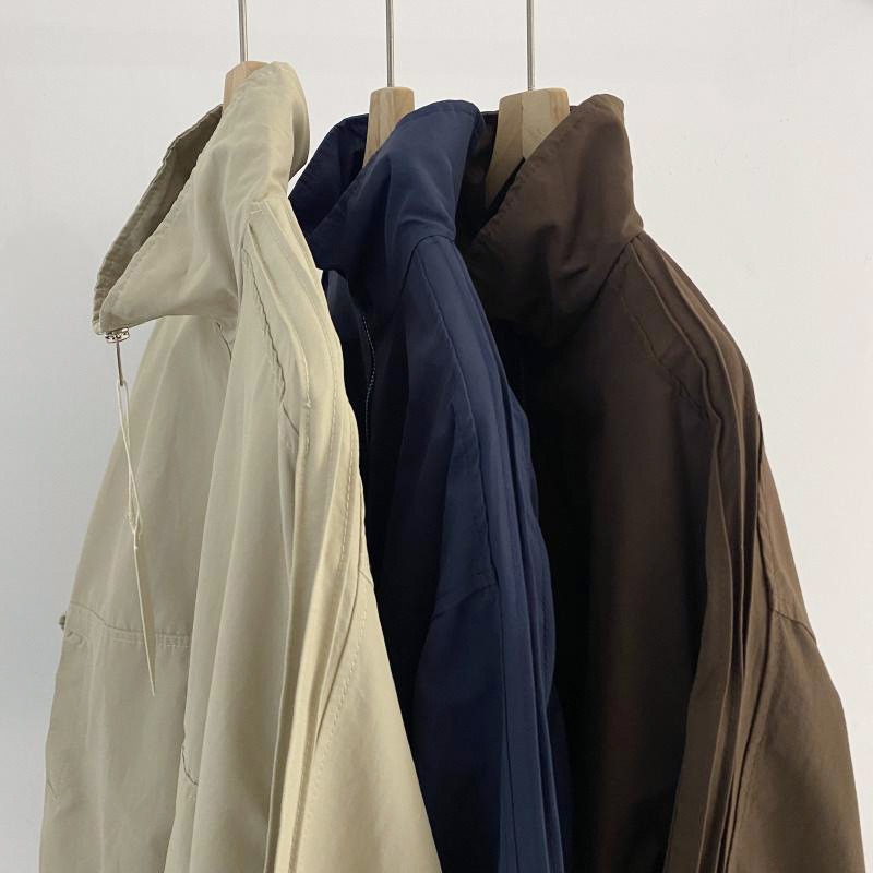 預購款C141 / 2025韓版氣質百搭格紋捲袖設計立領衝鋒衣女夾克短外套-細節圖8