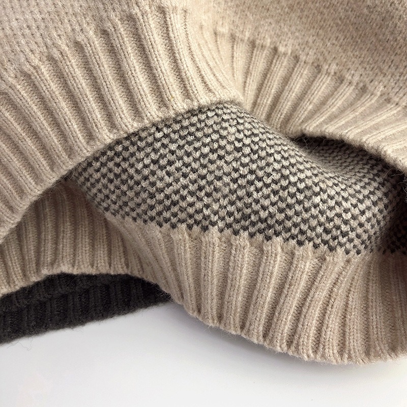 預購款C145 / 復古萌熊~兒童毛衣秋冬韓版男女寶森系個性拼接圓領針織套頭寬鬆-細節圖4