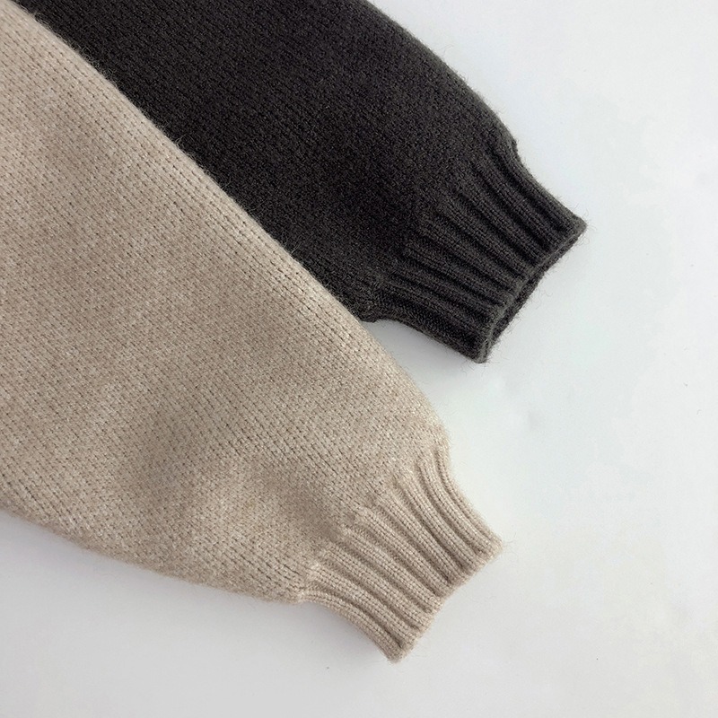 預購款C145 / 復古萌熊~兒童毛衣秋冬韓版男女寶森系個性拼接圓領針織套頭寬鬆-細節圖9