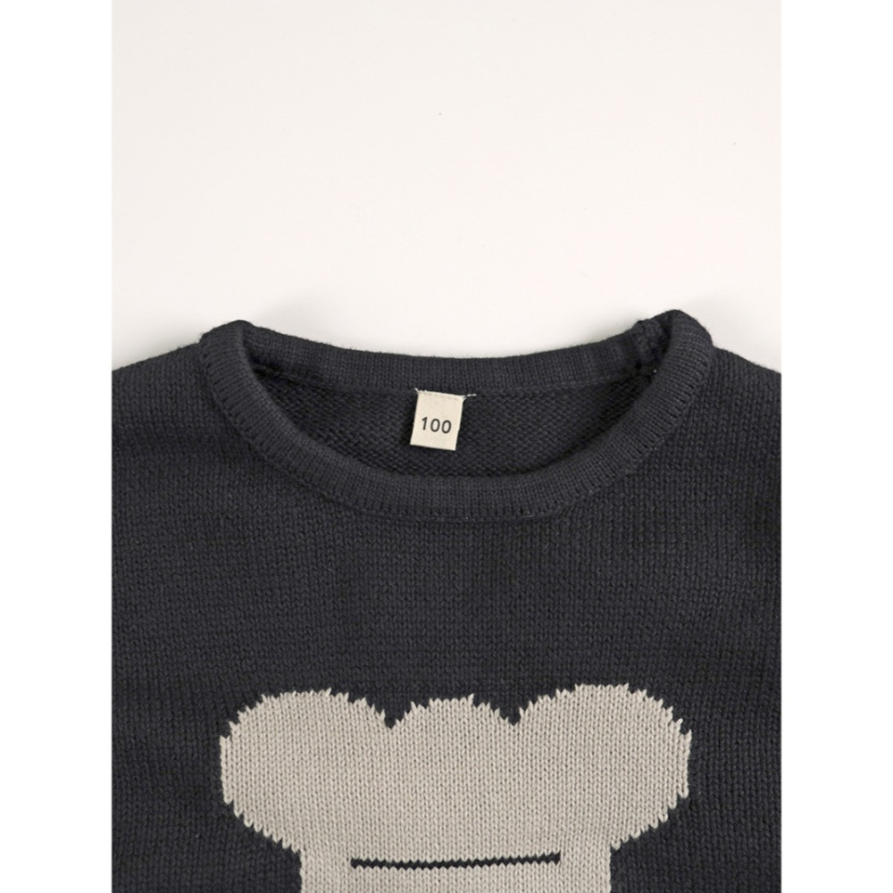 預購款C151-韓國版氣質～原創小熊～春秋兒童毛衣馬甲棉提花男女寶針織短褲套裝-細節圖3