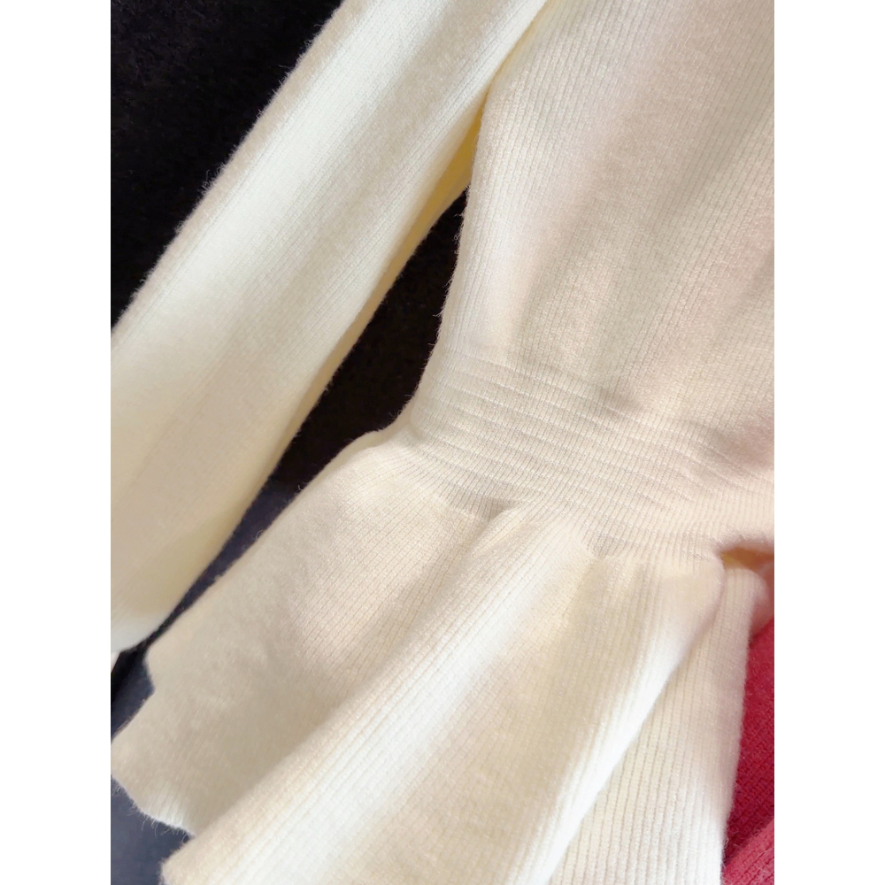 預購款C177/半高領燈籠袖收腰短毛衣-細節圖4