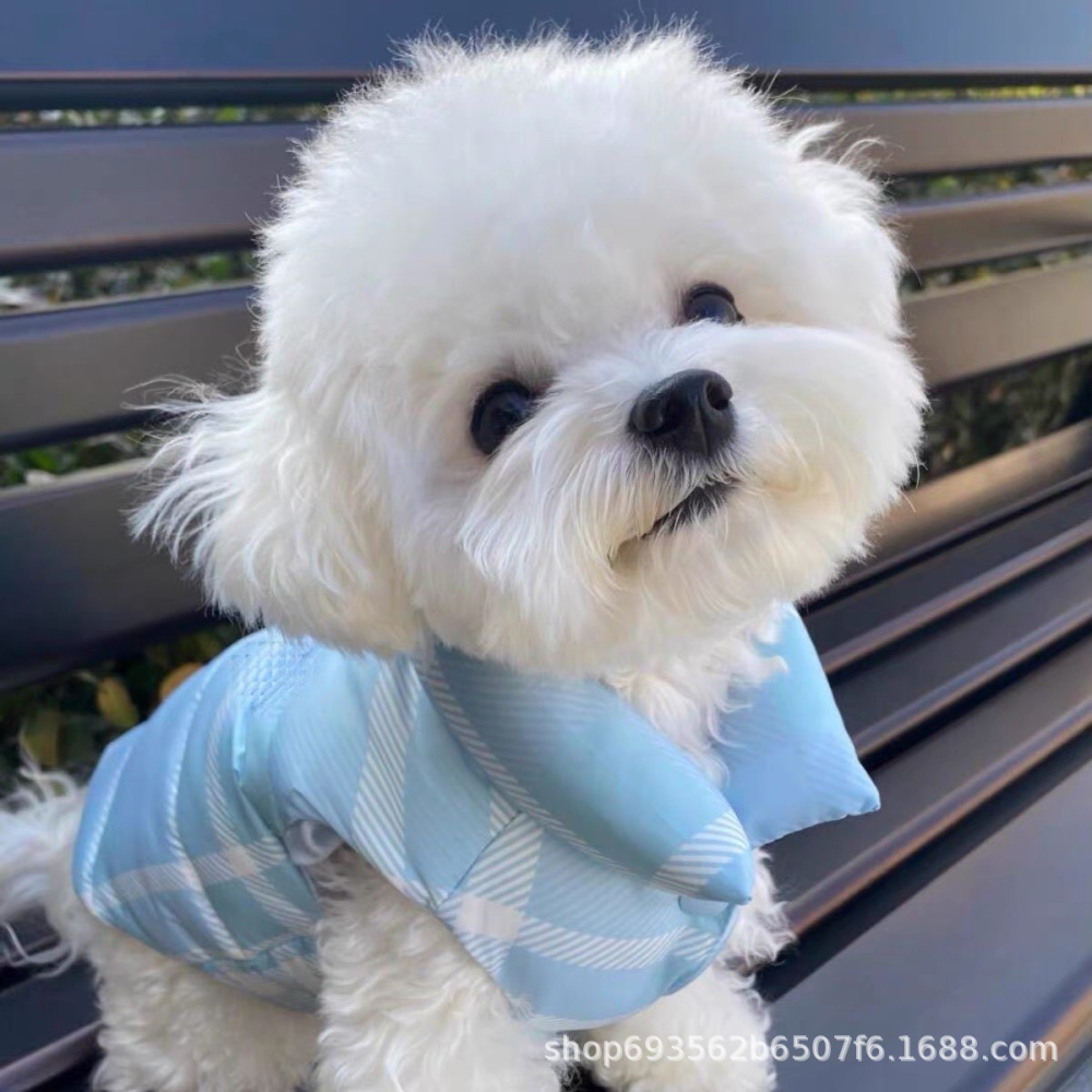 預購款C212/狗狗貓咪加厚保暖棉衣冬季格紋棉背心馬甲-細節圖4