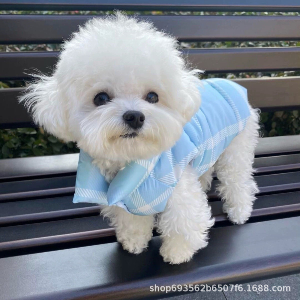 預購款C212/狗狗貓咪加厚保暖棉衣冬季格紋棉背心馬甲-細節圖5