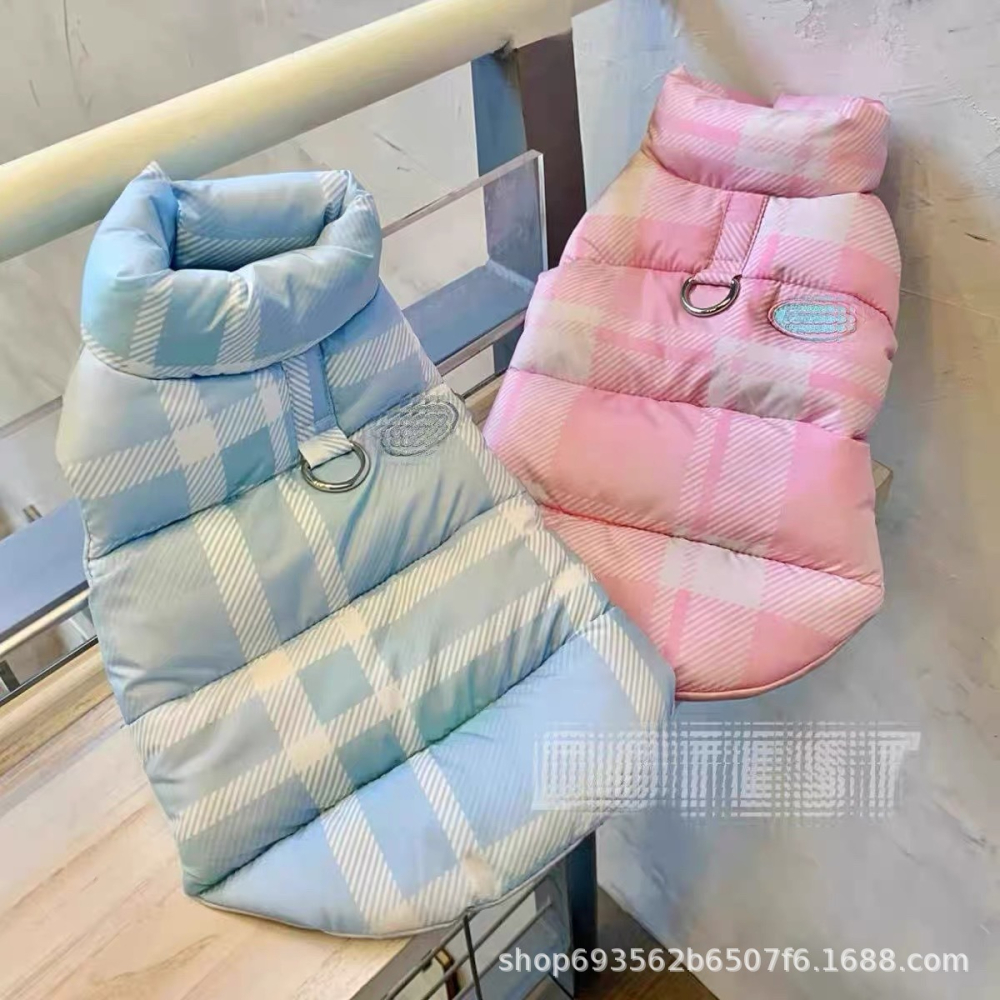 預購款C212/狗狗貓咪加厚保暖棉衣冬季格紋棉背心馬甲-細節圖7