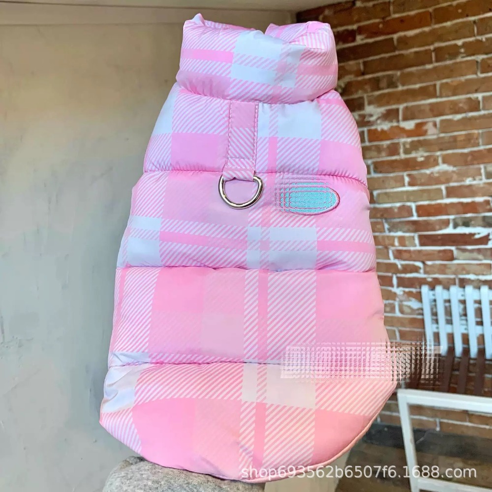 預購款C212/狗狗貓咪加厚保暖棉衣冬季格紋棉背心馬甲-規格圖8