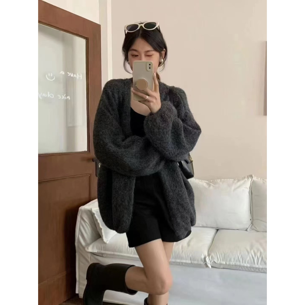 預購款C219/YUNSHU軟糯韓系羊駝絨針織慵懶風氣質毛衣外套-細節圖4
