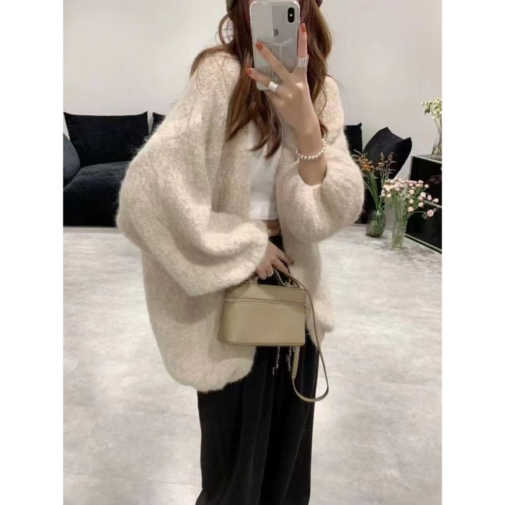 預購款C219/YUNSHU軟糯韓系羊駝絨針織慵懶風氣質毛衣外套-細節圖5