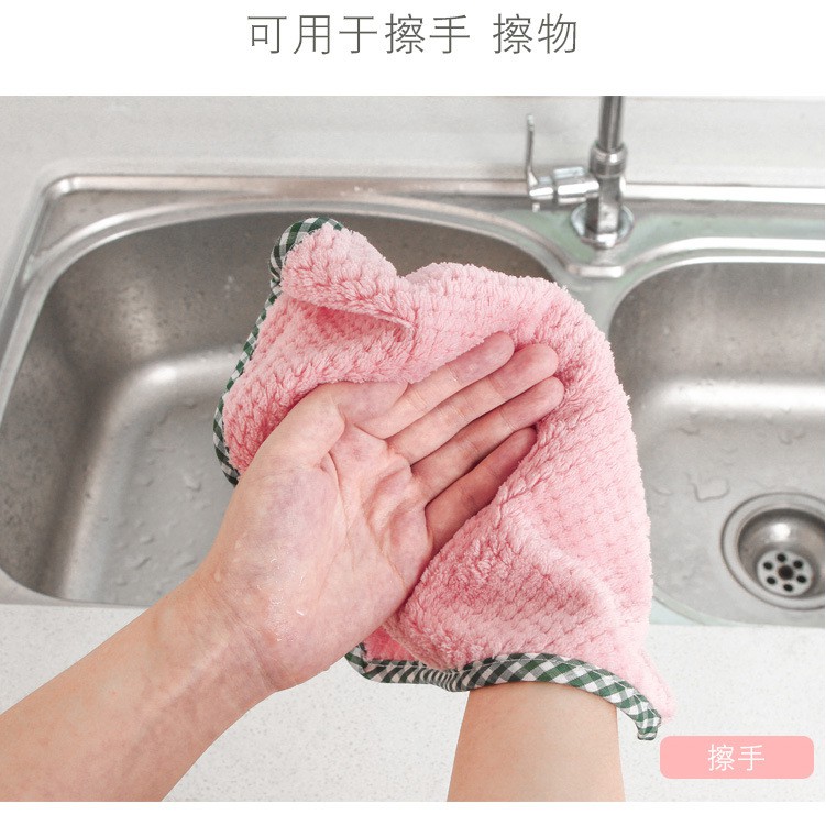 【台灣出貨】 清潔抹布 廚房抹布 可掛式柔軟珊瑚絨擦手巾 多功能洗碗巾 可掛式珊瑚絨擦手巾 吸水抹布 洗碗布 開立發票 - 精品之家