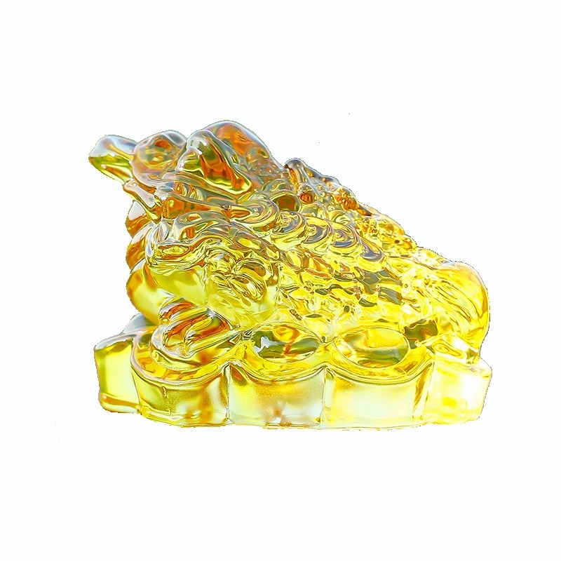 【台灣出貨】 水晶金蟾蜍 琉璃金蟾蜍 琥珀金蟾蜍 財神聚寶盆 居家裝飾 桌面擺飾 禮品 金蟾蜍擺飾 招財進寶 開立發票-細節圖2