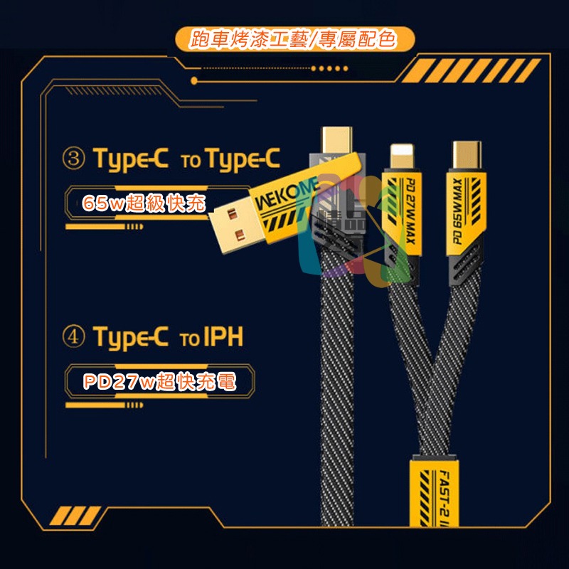 【台灣出貨】 機甲數據線 二合二充電線 PD快充線 蘋果15 Type-C 一拖二充電線 磁吸線 65W超級快充-細節圖4