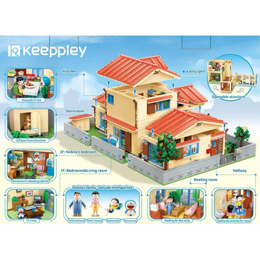 有泰積木QMAN 啟蒙積木 Keeppley 哆啦A夢 野比大雄的家 QM30667-細節圖8