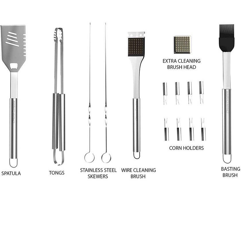 15件套不鏽鋼燒烤工具 不鏽鋼烤肉工具15件套裝  烤肉露營必備烤肉野炊工具組 烤肉夾 醬料刷 刀子-細節圖3