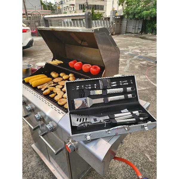 15件套不鏽鋼燒烤工具 不鏽鋼烤肉工具15件套裝  烤肉露營必備烤肉野炊工具組 烤肉夾 醬料刷 刀子-細節圖8