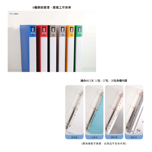 A4 三孔 PP圓型夾 PP 3孔夾 圓型夾 A4 13K 三孔夾 CH-06021 珠友 3孔夾-細節圖5