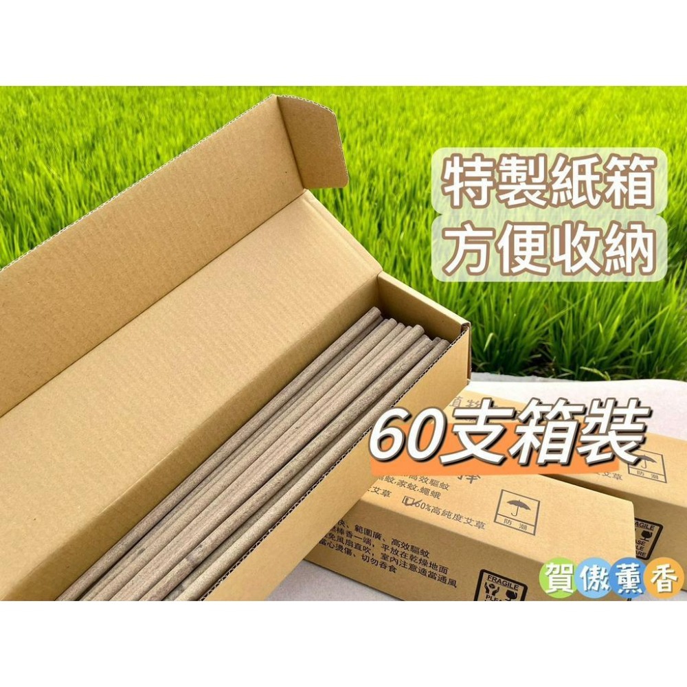 🌿艾草薰香棒 ✨天然新配方 60支箱裝 戶外必備品 居家 露營 海釣 野餐 艾草蚊香-細節圖2