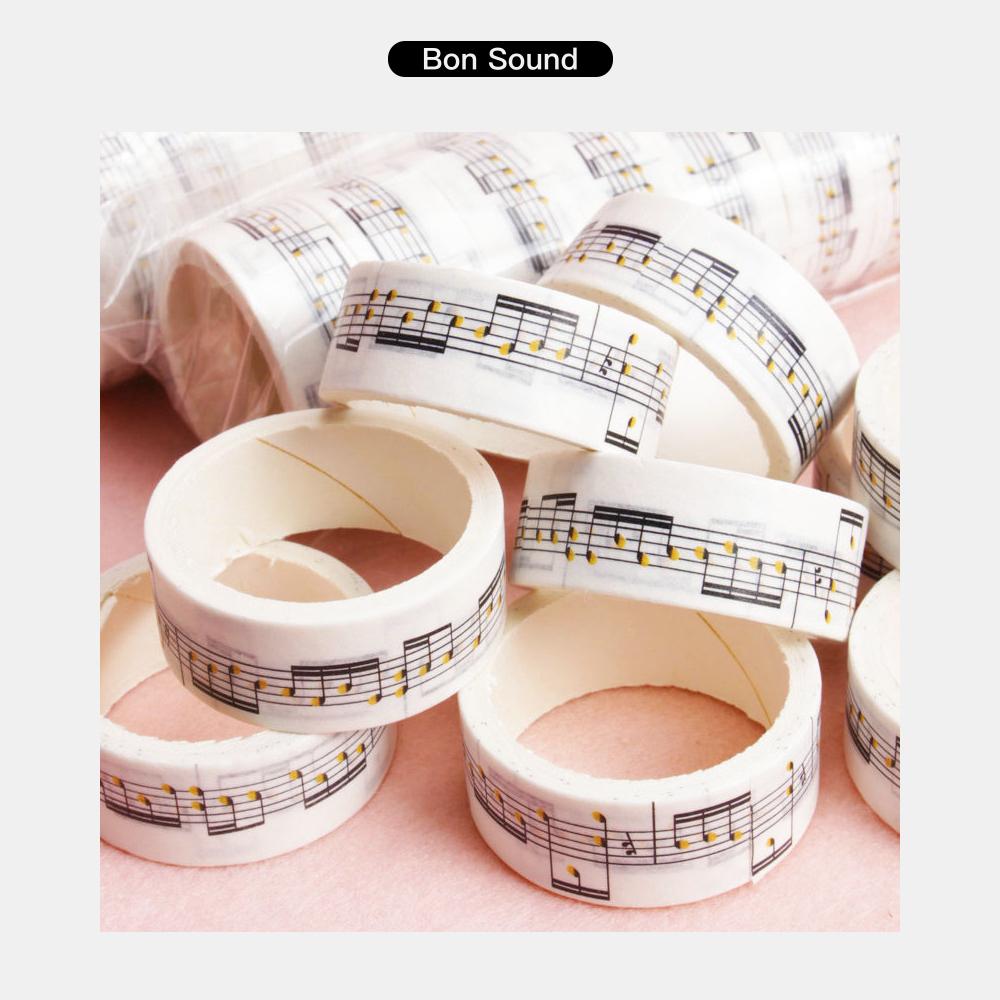 【BS】現貨 音符紙膠帶 紙膠帶 膠帶 文青紙膠帶 可撕 手帳 五線譜 樂譜 音樂膠帶 音樂印花 DIY 筆記本-細節圖2