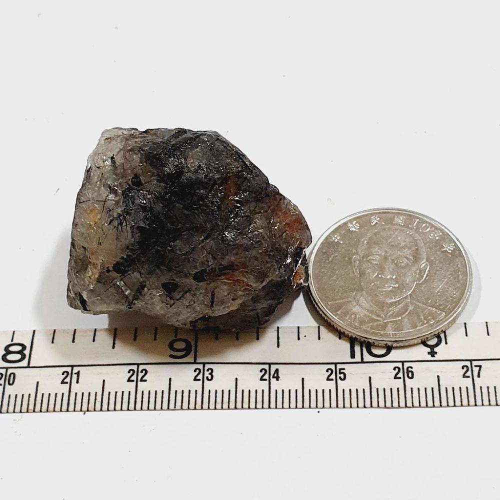 44g 黑髮晶 黑碧璽 原礦 原石 礦石 擺件 收藏-細節圖2