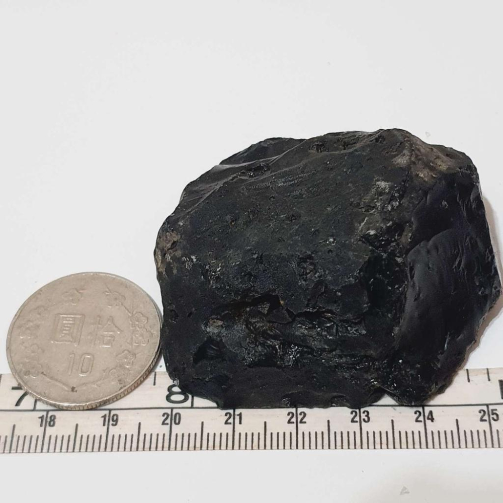 黑曜石 79.5g 原礦 +架 原石 礦石 擺件 收藏-細節圖2