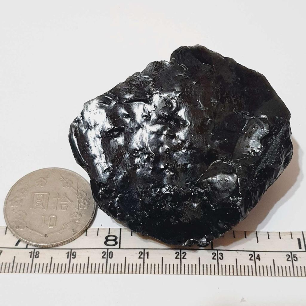 黑曜石 79.5g 原礦 +架 原石 礦石 擺件 收藏-細節圖3