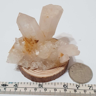 124.5g 白水晶簇 +原木片底座 原礦 礦石 原石 水晶 收藏 禮物