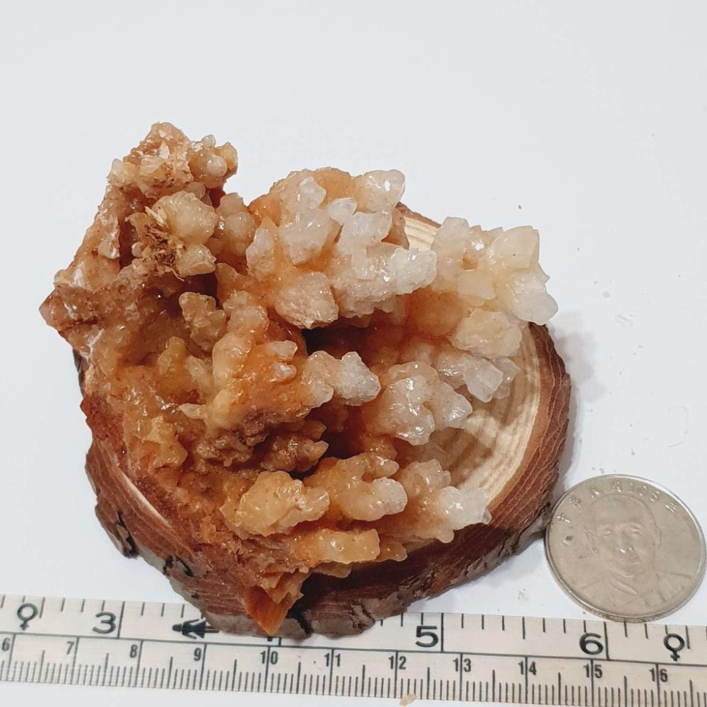 199g 黃色 结晶 晶花 +原木片底座 原礦 礦石 原石 水晶 收藏 禮物-細節圖2