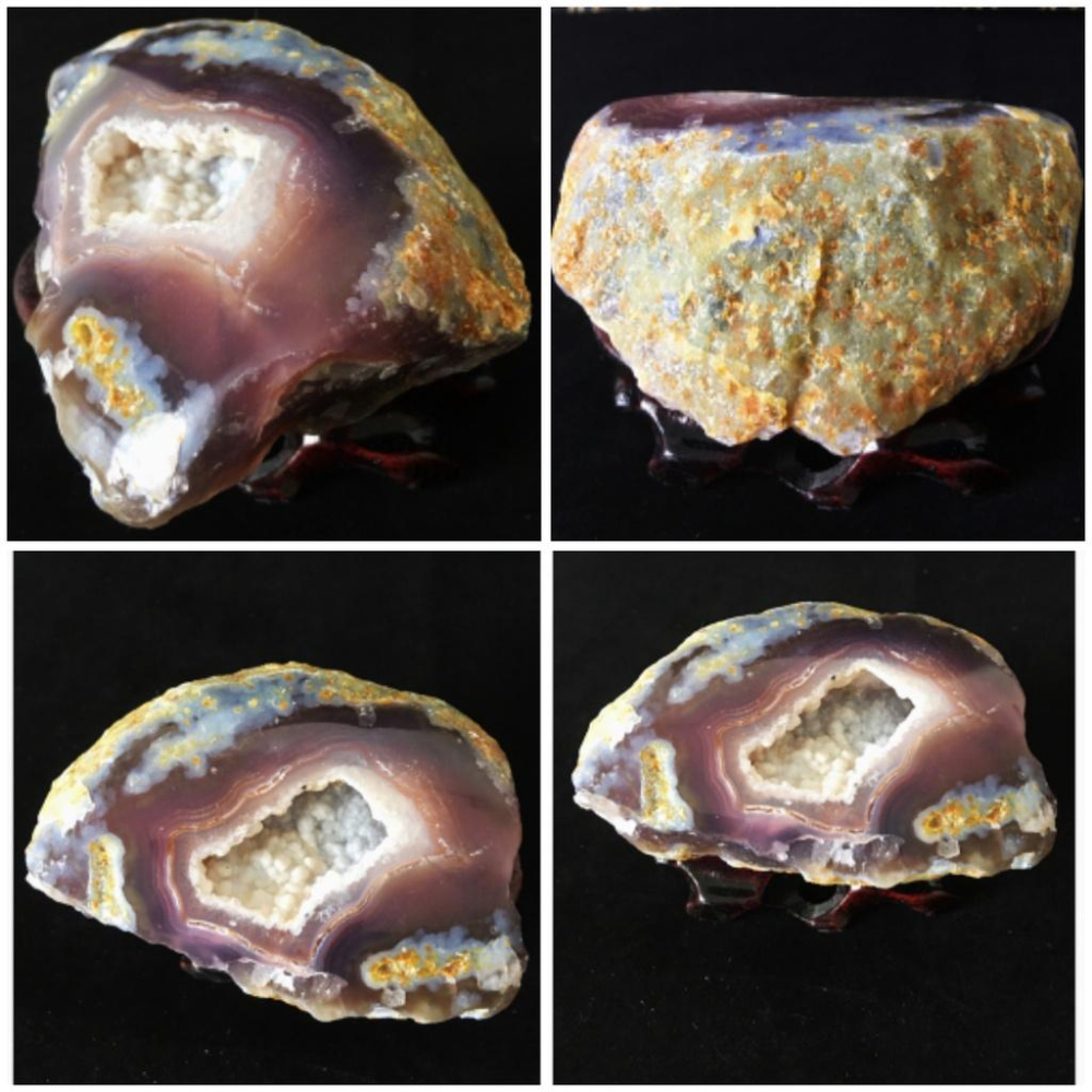 瑪瑙 水晶洞 聚寶盆 帶軟糖  351g 晶洞 礦石 原礦 水晶 擺件 收藏 禮物-細節圖5