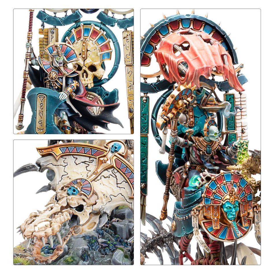 【戰鎚舊世界】Tomb King on Necrolith Bone Dragon -喀穆里古墓王：古墓王騎乘死靈骨龍-細節圖4