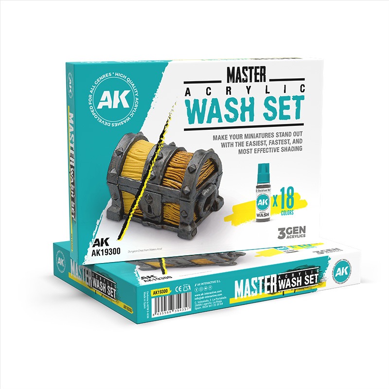 AK19300-Master Acrylic Wash Set (18 Colors)-壓克力漬洗大師套組(全套18色)-細節圖2