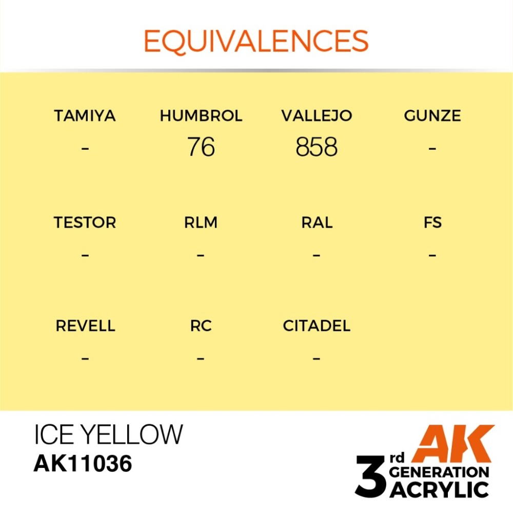 AK-11036 AK Interactive 3G Acrylic Ice Yellow 17ml-細節圖3