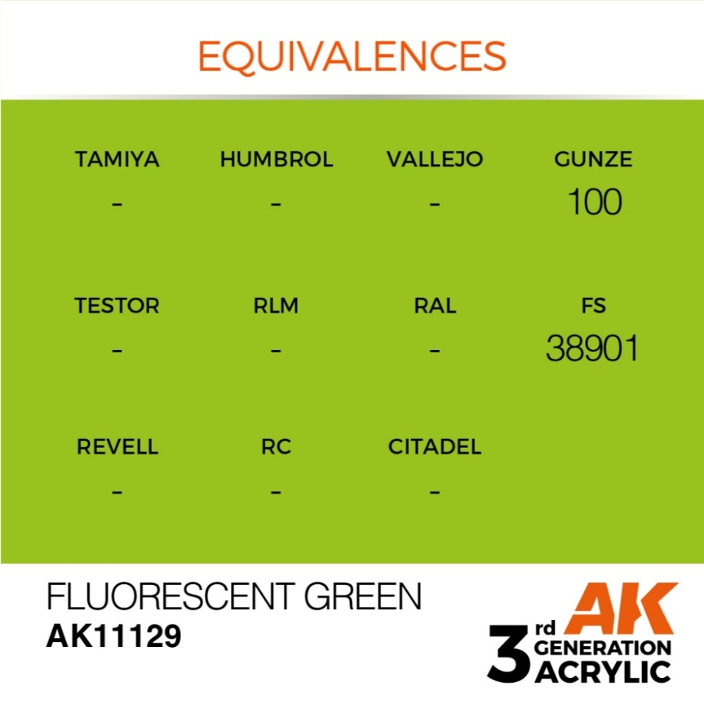 AK11129 AK Interactive 3G Acrylic Fluorescent Green 17ml-細節圖2