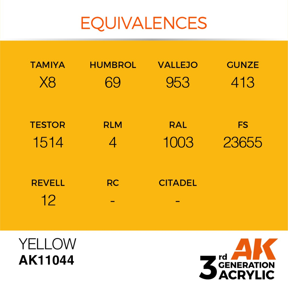 AK-11044 AK Interactive 3G Acrylic Yellow 17ml-細節圖3
