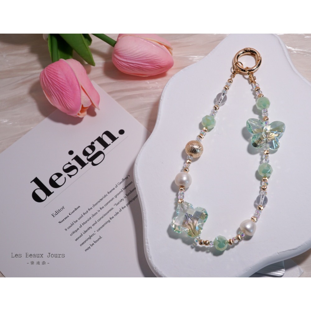 【樂波廚】《曖 系列》手機鍊｜多款造型 × 白水晶 × 天然珍珠｜日式甜美風格-細節圖4