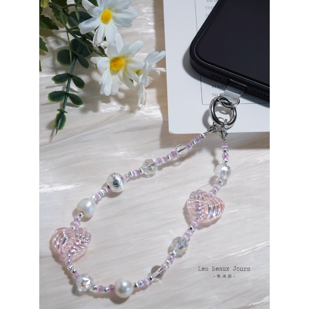 【樂波廚】《曖 系列》手機鍊｜多款造型 × 白水晶 × 天然珍珠｜日式甜美風格-細節圖7