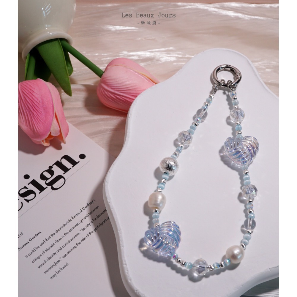 【樂波廚】《曖 系列》手機鍊｜多款造型 × 白水晶 × 天然珍珠｜日式甜美風格-細節圖9