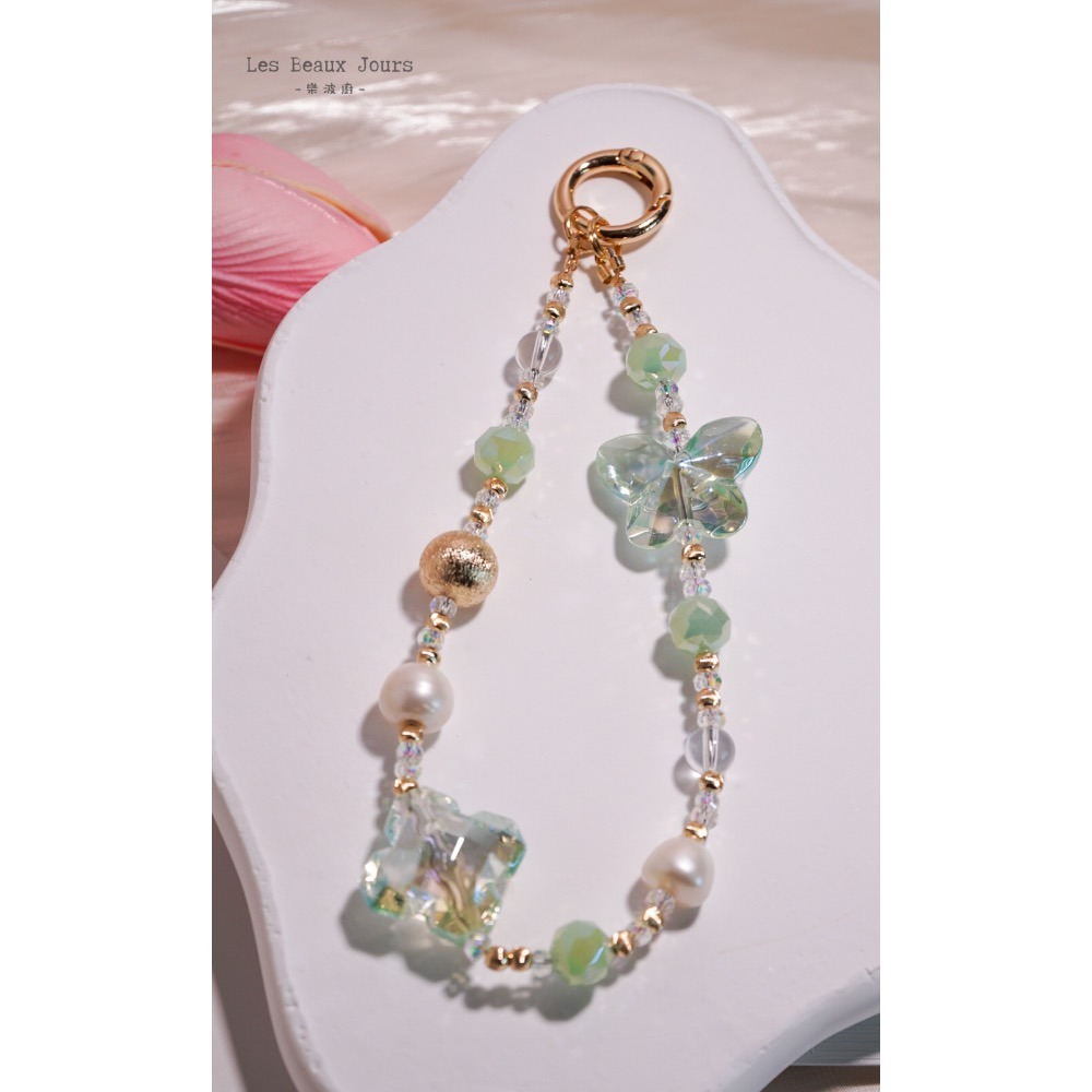 【樂波廚】《曖 系列》手機鍊｜多款造型 × 白水晶 × 天然珍珠｜日式甜美風格-規格圖10