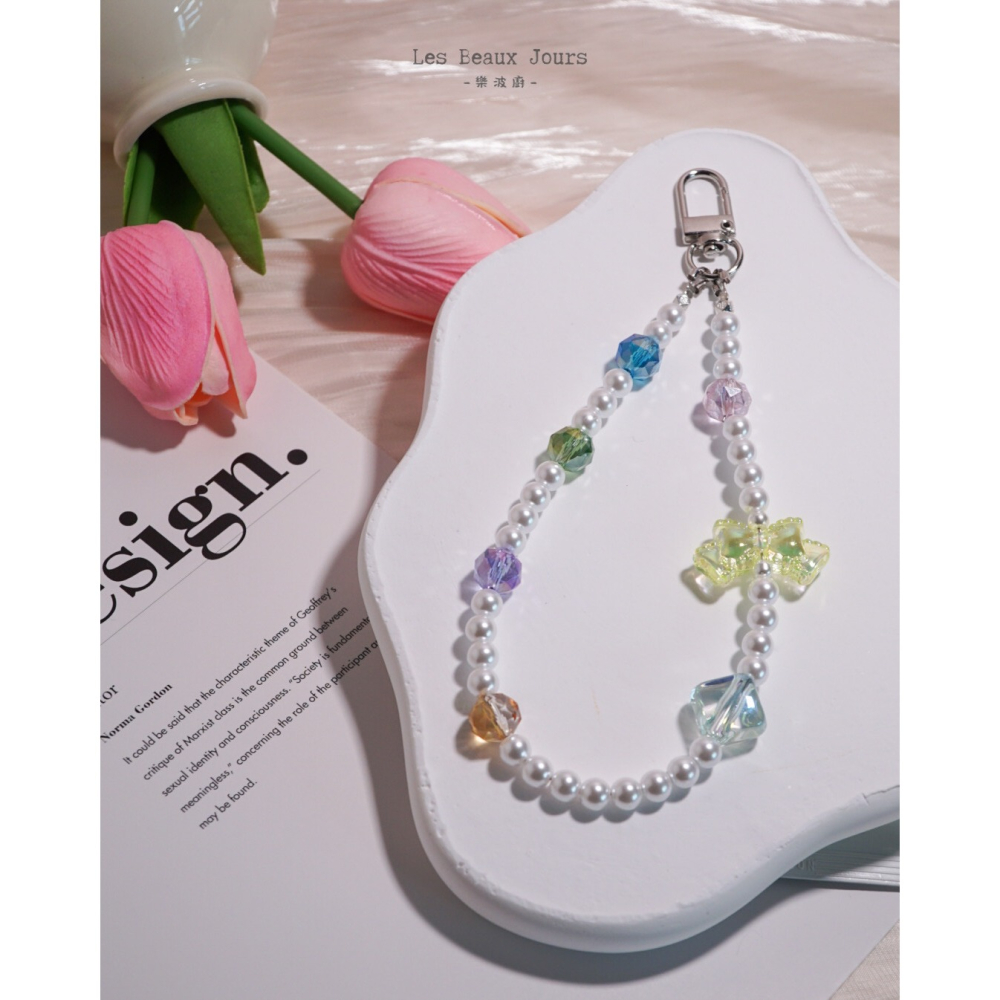 【樂波廚】《珍珠糖Bonbon》｜糖果珍珠手機鍊｜甜美優雅・手作設計掛繩-細節圖2