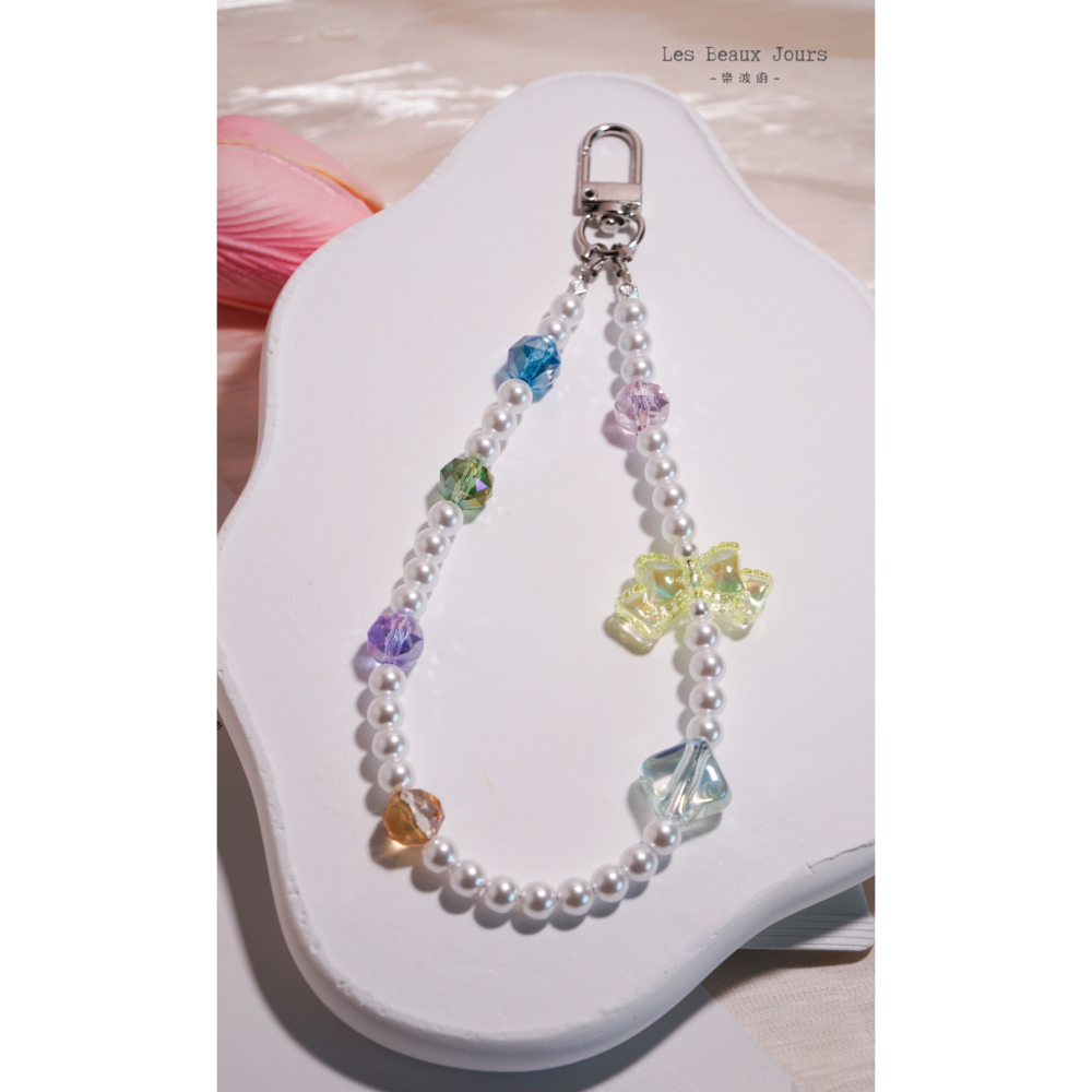 【樂波廚】《珍珠糖Bonbon》｜糖果珍珠手機鍊｜甜美優雅・手作設計掛繩-細節圖3