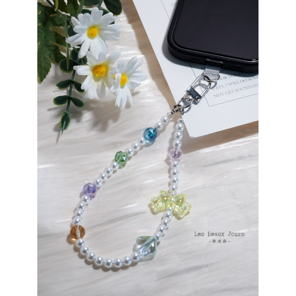 【樂波廚】《珍珠糖Bonbon》｜糖果珍珠手機鍊｜甜美優雅・手作設計掛繩-細節圖4