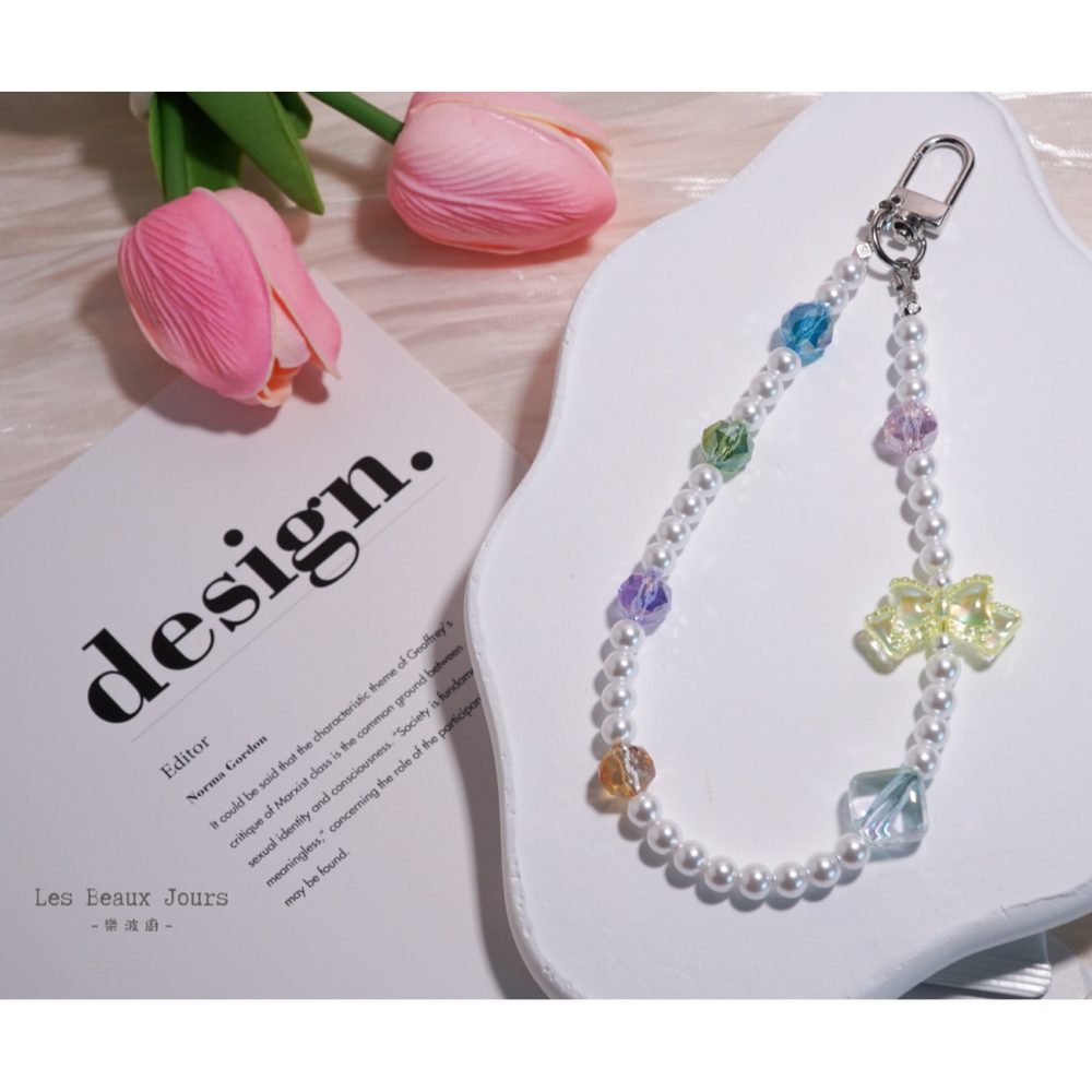 【樂波廚】《珍珠糖Bonbon》｜糖果珍珠手機鍊｜甜美優雅・手作設計掛繩-細節圖6