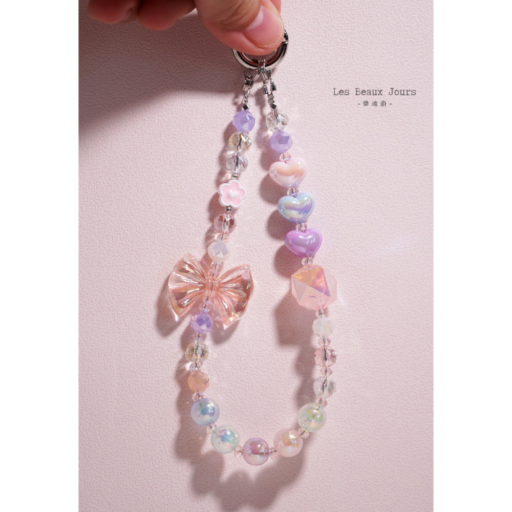 【樂波廚】《艾蜜莉 Amélie》手機鍊｜小愛心×蝴蝶結｜夢幻公主．甜美少女風．設計款手機繩-細節圖6