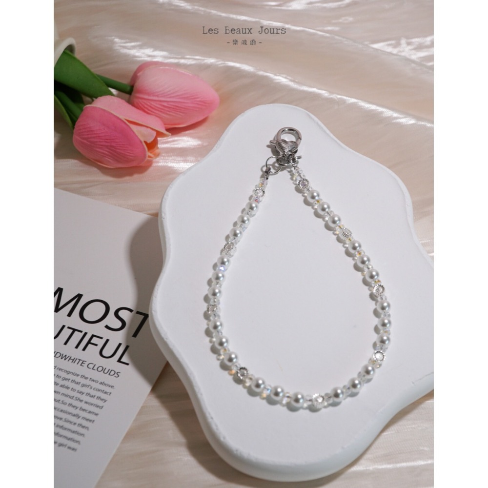 【樂波廚】《花漾珍語》多色可選・小花珍珠手機鍊｜手作設計・掛繩・吊飾-細節圖2