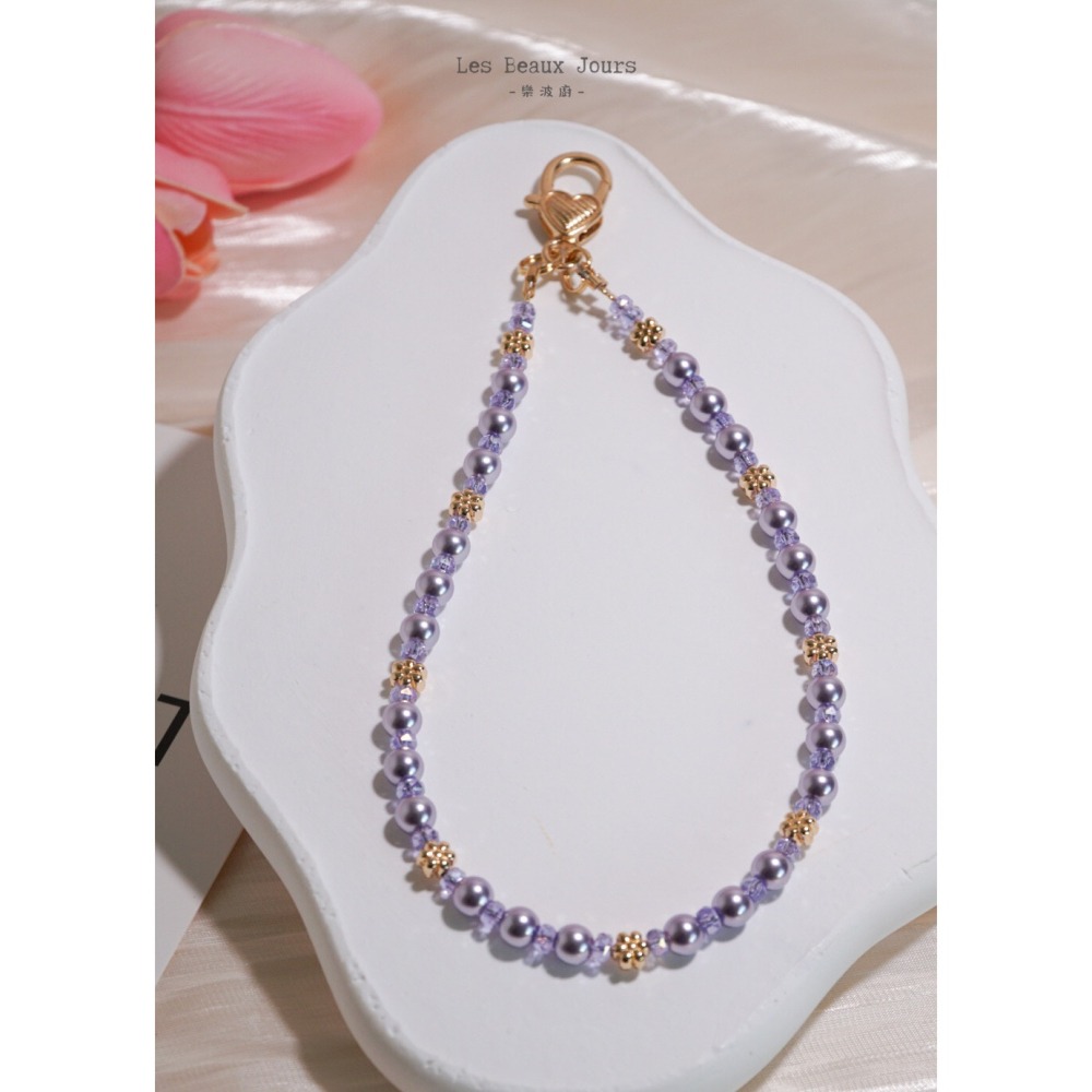 【樂波廚】《花漾珍語》多色可選・小花珍珠手機鍊｜手作設計・掛繩・吊飾-細節圖5