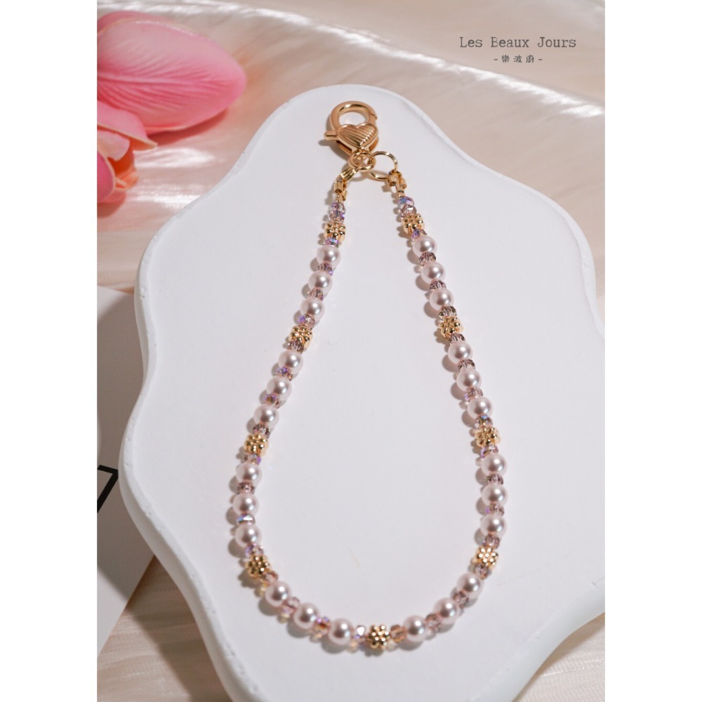 杏粉色(杏粉珍珠+金小花)