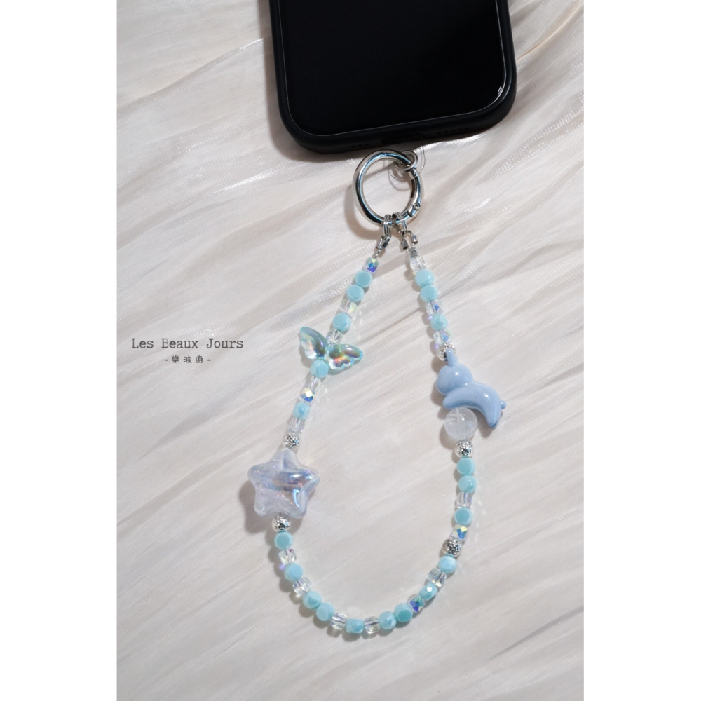 【樂波廚】天使藍寶｜天然白幽靈 油畫星星 兔兔 手機鍊｜可愛療癒・手作設計掛繩-細節圖6