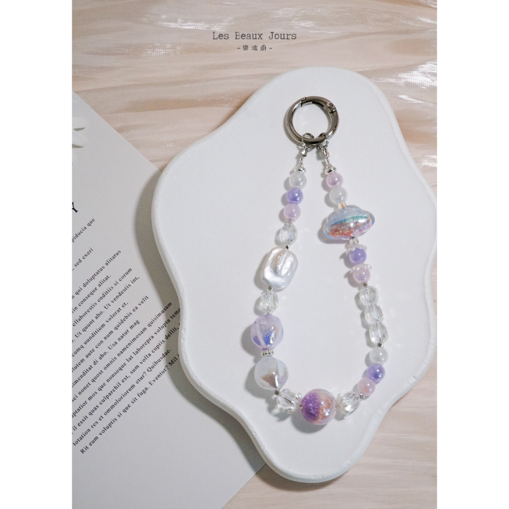 【樂波廚】《夢．幻》天然巴洛克珍珠 雲朵 手機鍊｜浪漫少女感・手作掛繩-細節圖2